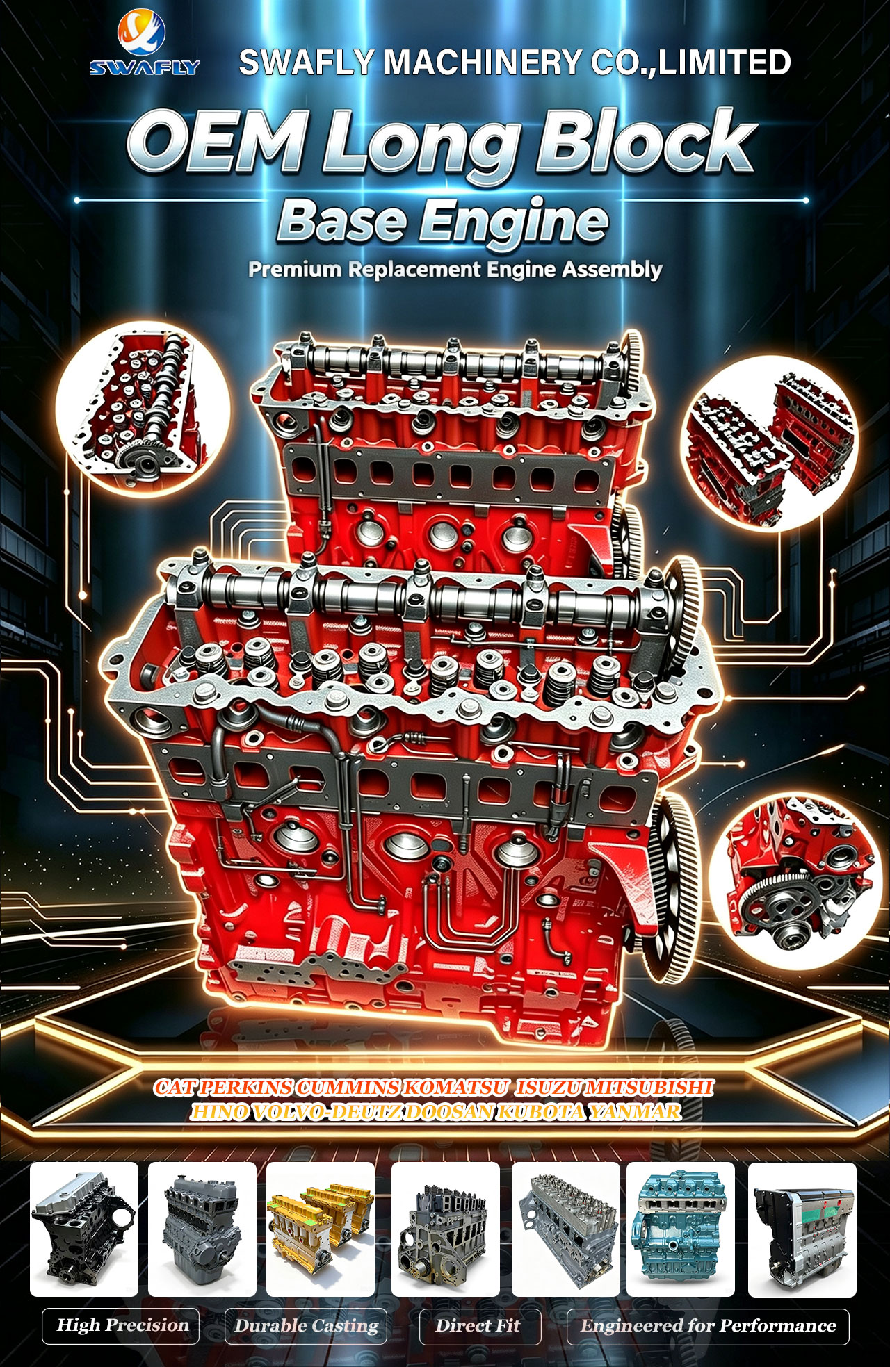OEM Long Block и базовые двигатели для спецтехники от Swafly Machinery