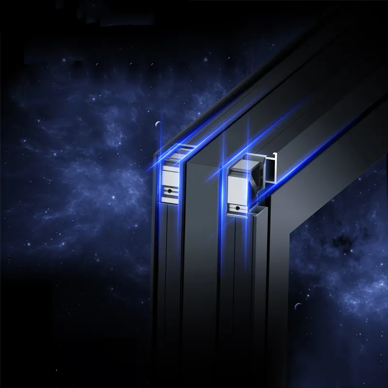 Двухстворчатые системные заподлицо антимоскитные поворотные алюминиевые окна с терморазрывом и открыванием внутрь