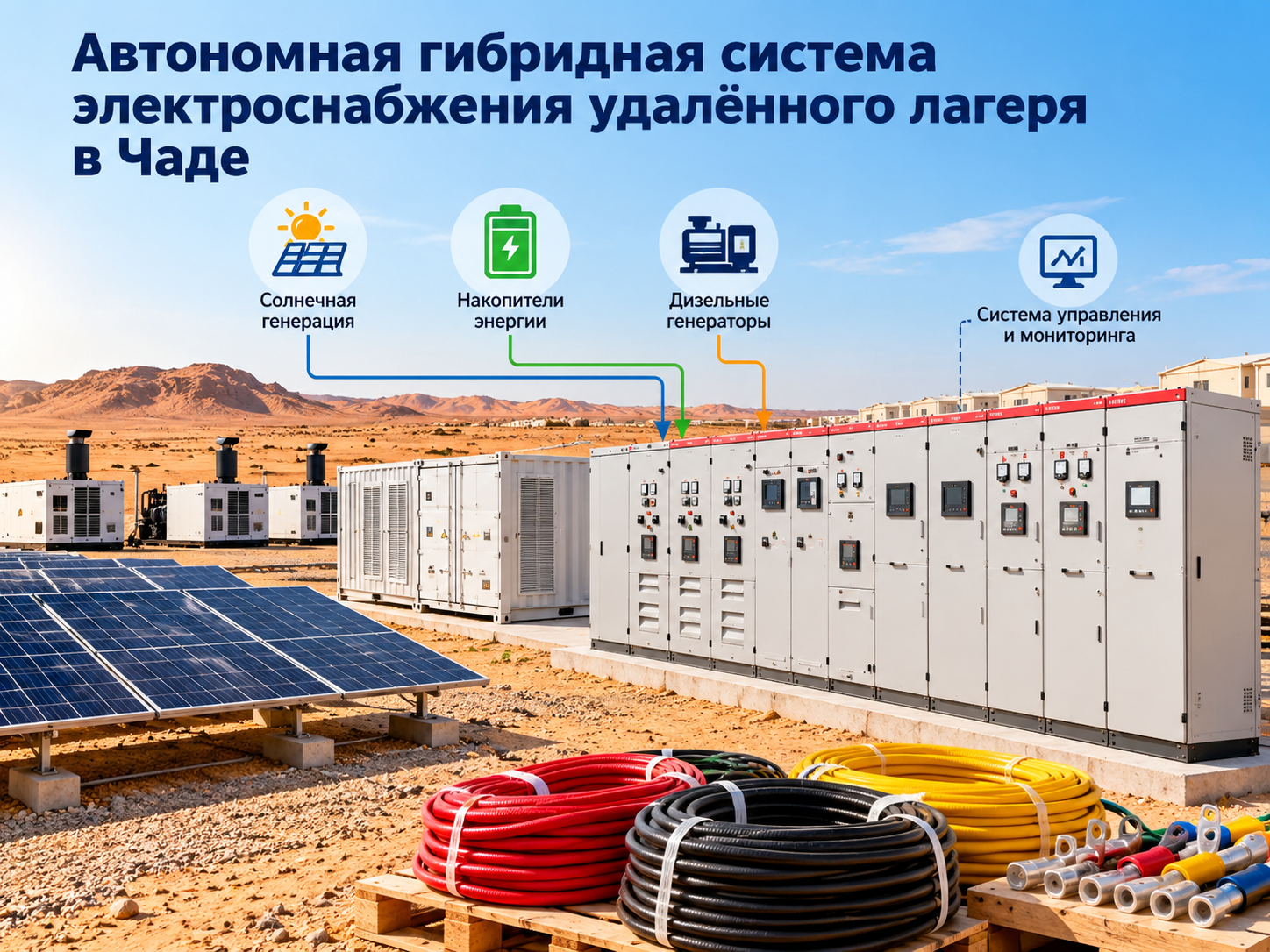 Автономная гибридная система электроснабжения удалённого лагеря в Чаде