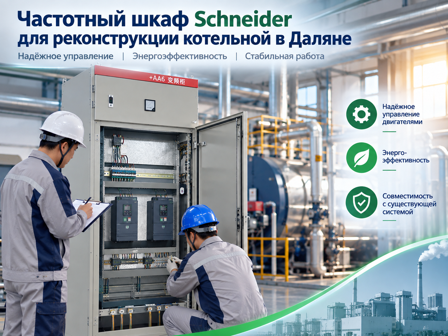 Частотный шкаф Schneider для реконструкции котельной в Даляне