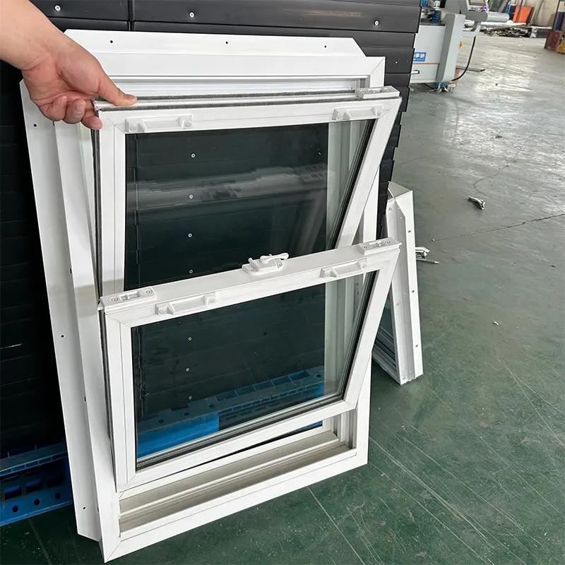 Двухсекционное подъемно-опускаемое окно из ПВХ-алюминиевого профиля