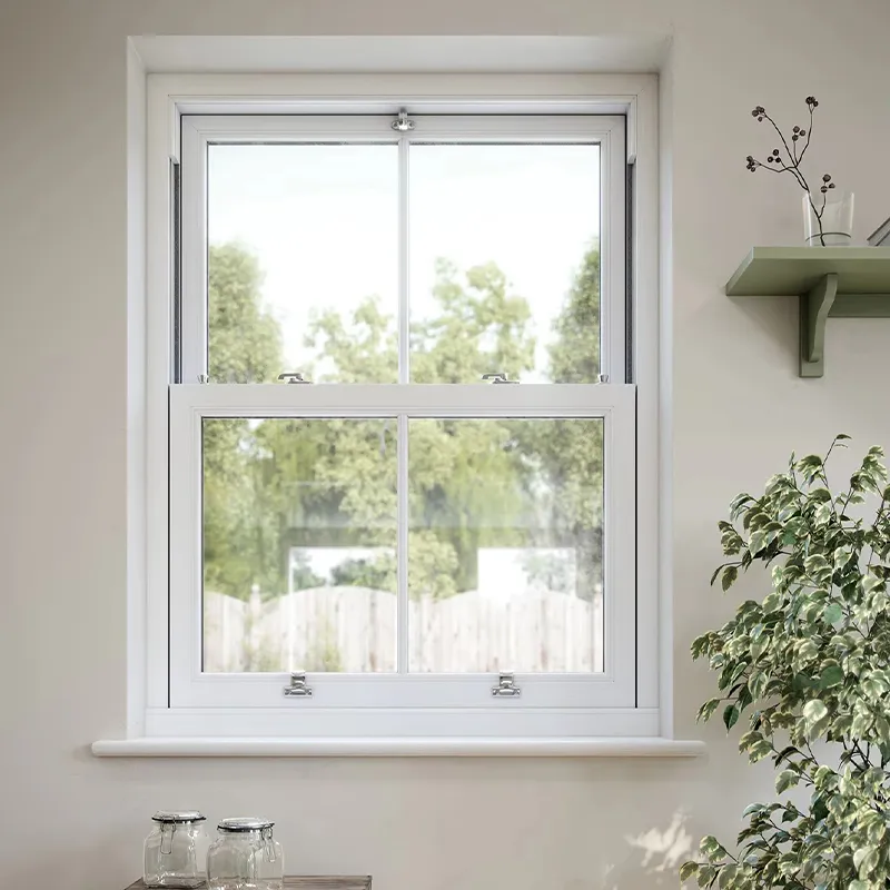 Двухсекционное подъемно-опускаемое окно из ПВХ-алюминиевого профиля