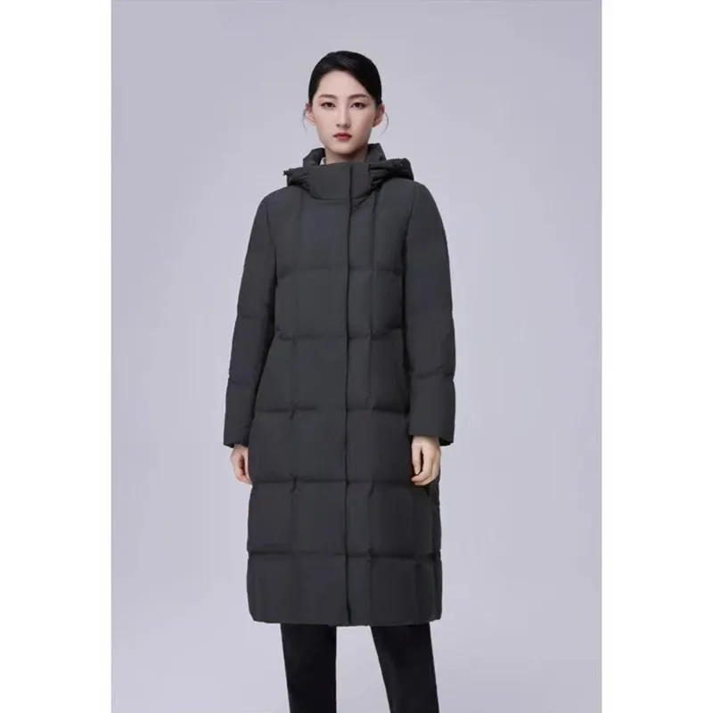 Средне-длинная пуховая куртка унисекс из белого утиного пуха