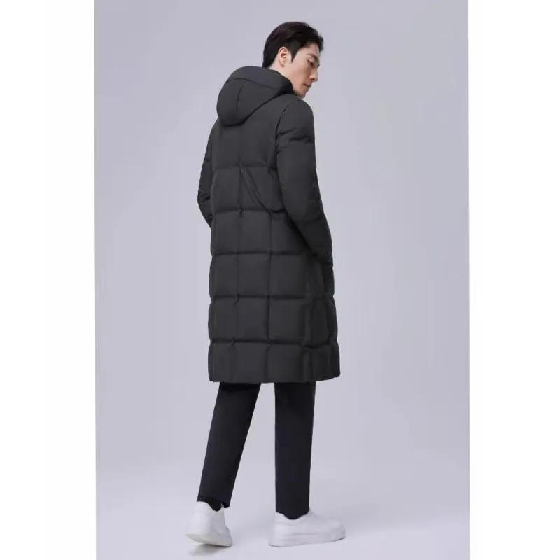Средне-длинная пуховая куртка унисекс из белого утиного пуха