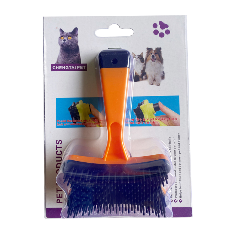 Самоочищающаяся щётка для вычесывания шерсти «Хуатин» HTR020: одно нажатие для удаления шерсти, многоцветная, для собак и кошек