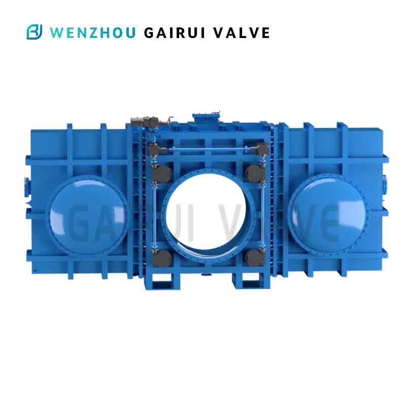Glass gate valve with linear movement of gate valve, closed type