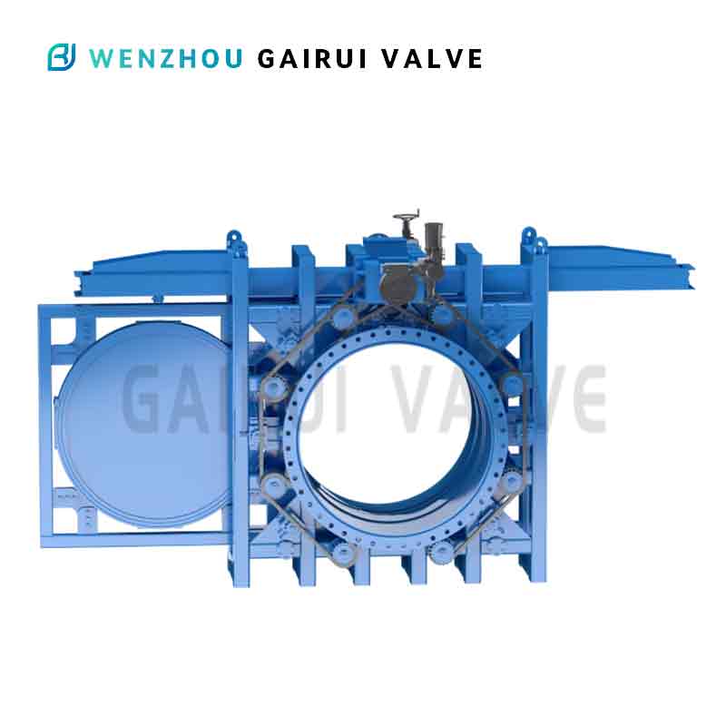 Glass gate valve with linear movement of an open gate valve