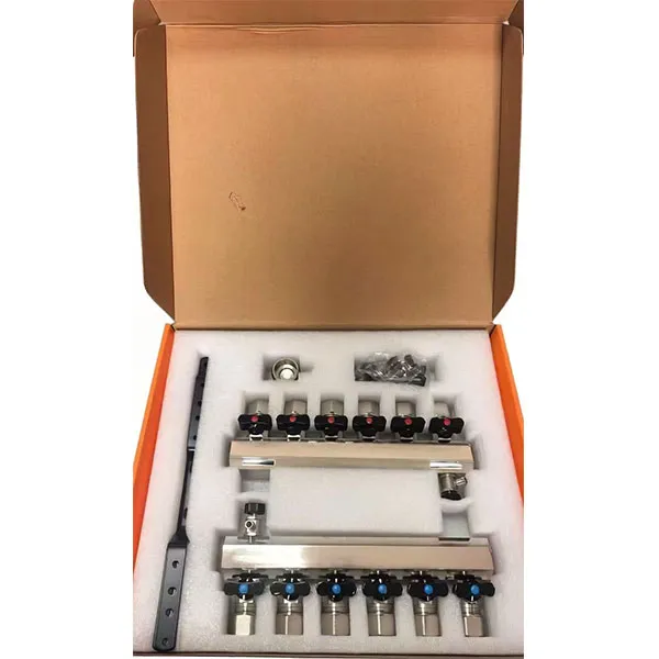 Коллектор напольного отопления 1″ гребёнка с шаровыми кранами 1/2″, 6 контуров