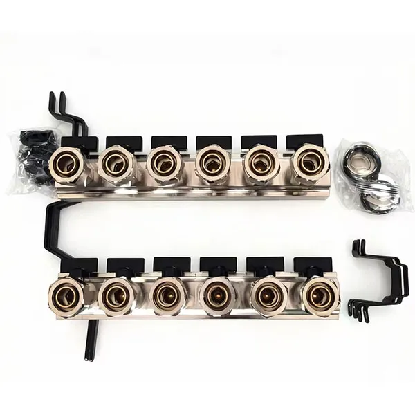 Коллектор напольного отопления 1.2″ гребёнка с шаровыми кранами 3/4″, 6 контуров